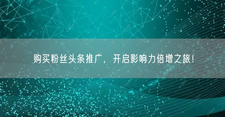 购买粉丝头条推广，开启影响力倍增之旅！
