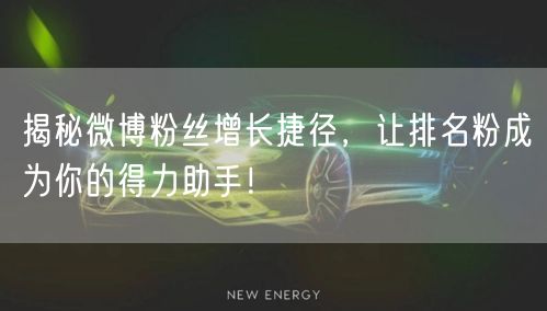 揭秘微博粉丝增长捷径，让排名粉成为你的得力助手！
