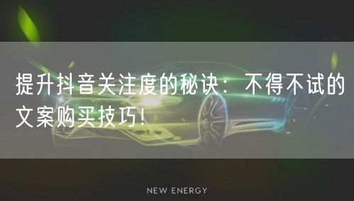 提升抖音关注度的秘诀：不得不试的文案购买技巧！