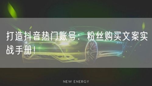 打造抖音热门账号：粉丝购买文案实战手册！