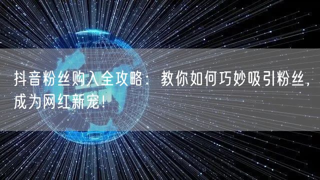 抖音粉丝购入全攻略：教你如何巧妙吸引粉丝，成为网红新宠！