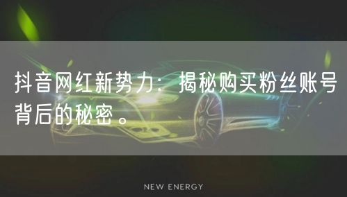 抖音网红新势力：揭秘购买粉丝账号背后的秘密。
