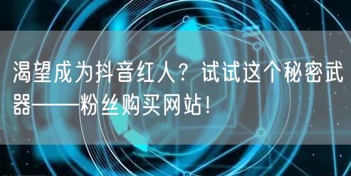 渴望成为抖音红人？试试这个秘密武器——粉丝购买网站！