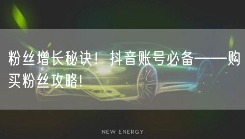 粉丝增长秘诀！抖音账号必备——购买粉丝攻略!